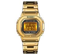 Cronografo conto alla rovescia orologio digitale per gli uomini in acciaio inox sport all'aperto orologio da polso orologio da uomo sveglia 50M impermeabile, Oro, big, Bracciale
