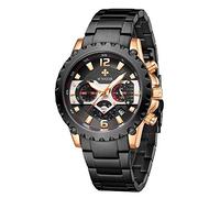 Cronografo da uomo di lusso al quarzo in acciaio inossidabile e metallo da uomo impermeabile casual orologio da polso con data.., N6-Oro rosa/Nero, Cronografo