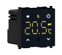 Cronotermostato ad incasso, compatibile con BTicino Living, occupa 2 moduli del supporto, touch screen LED, colore nero, programmabile da APP, WiFi, 230V, caldaia, estate/inverno, LNWFN4102