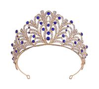 Croona di matrimoni Croona Croona di corona retrò Rhinestone Accessori per capelli da sposa della corona barocca da corona (colore: oro rosa, taglia: corona) (corona blu dorata)