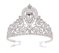 Croona di matrimoni Croona Croona di corona retrò Rhinestone Barocco Crown Tiara Party Bridal Hair Accessori (colore: rosso, dimensione: corona) (corona bianca argentea)