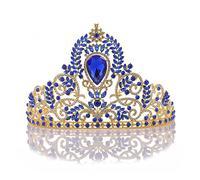 Croona di matrimoni Croona di cristallo Crown Retro Rhinestone Accessori per capelli da sposa della corona barocca da corona (colore: rosso, dimensione: corona) (corona blu reale)