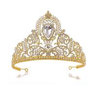 Croona di matrimoni Croona di cristallo Crown retrò Rhinestone Barocco Crown Tiara Party Bridal Hair Accessori (colore: rosso, dimensione: corona) (corona bianca dorata)