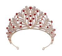 Croona di matrimoni Croona di cristallo retrò corona retrò Rhinestone baroch Crown Tiara Party Bridal Hair Accessori (colore: oro rosa, taglia: corona) (corona rossa dorata)
