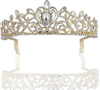 Croona di nozze oro Crystal Bride Tiara Chieni da sposa Accessori per capelli Rhinestone per donne e ragazze