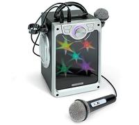 Croove Macchina per karaoke ricaricabile per bambini, incl. 2 microfoni con luci lampeggianti da discoteca, Bluetooth, AUX e USB, cantatrice per bambini, regalo di compleanno per ragazzi e ragazze di