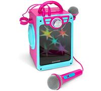 Croove Pop Box Karaoke per Bambini con 2 microfoni e luci da discoteca lampeggianti (rosa)