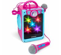 Croove Pop Box Karaoke per Bambini con 2 microfoni e luci da discoteca lampeggianti (rosa)