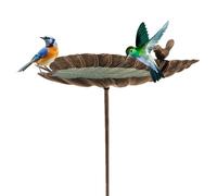 Croovepi Vasca per uccelli per esterni, per abbeveratoio per uccelli, da giardino in metallo, decorazione per patio, cortile, balcone, mangiatoia in ghisa a di foglia per pappagalli