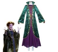 Croovepi Winifred Sanderson - Costume da strega medievale vittoriana verde, costume da strega, accessorio per cosplay, Halloween, carnevale