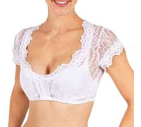 Crop Top da donna chic ed elegante camicetta Dirndl sexy e alla moda in pizzo camicia Dirndl a maniche corte comfort e traspiranti camicette e camicette casual e slim fit per Oktoberfest, bianco, XXL