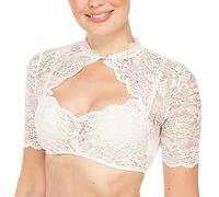 Crop Top da donna chic ed elegante top vintage e alla moda in pizzo camicetta Dirndl Oktoberfest a maniche corte comfort e casual camicia bianca traspirante e sexy per birre festival, bianco, L