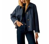 Cropped Trench Coat for Women Plaid Lining Lightweight Short Trench Jacket | Lightweight, Plaid Lining, Spring, Fall, Office, Weekend, Pair with Jeans
