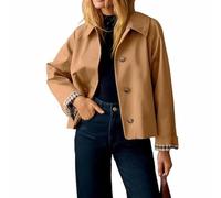 Cropped Trench Coat for Women Plaid Lining Lightweight Short Trench Jacket | Lightweight, Plaid Lining, Spring, Fall, Office, Weekend, Pair with Jeans