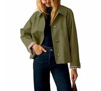 Cropped Trench Coat for Women Plaid Lining Lightweight Short Trench Jacket | Lightweight, Plaid Lining, Spring, Fall, Office, Weekend, Pair with Jeans