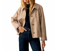 Cropped Trench Coat for Women Plaid Lining Lightweight Short Trench Jacket | Lightweight, Plaid Lining, Spring, Fall, Office, Weekend, Pair with Jeans