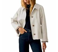 Cropped Trench Coat for Women Plaid Lining Lightweight Short Trench Jacket | Lightweight, Plaid Lining, Spring, Fall, Office, Weekend, Pair with Jeans