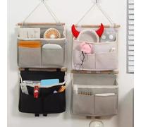 croselyu Borsa da appendere combinata in tessuto per dormitorio, borsa portaoggetti da appendere dietro la porta, da appendere al comodino (4 pezzi)