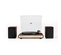 Crosley Giradischi C65 con altoparlanti, giradischi Bluetooth con altoparlanti da scaffale da 50 W, lettore in vinile facile da installare con copertura antipolvere, sistema di scaffali per giradischi