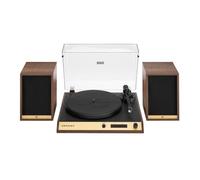 Crosley Giradischi C72 con altoparlanti, giradischi Bluetooth con altoparlanti da scaffale da 60 W, lettore in vinile facile da installare con copertura antipolvere, sistema a mensola per giradischi,