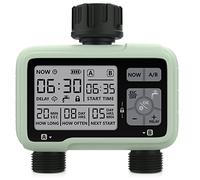 CROSOFMI 2 Uscite Centralina Irrigazione Giardino Timer Irrigazione Automatico Programmatore Irrigazione /IP5X Impermeabile/Ritardo Pioggia/Modalità di Irrigazione Manuale/Funzione di Blocco Bambini
