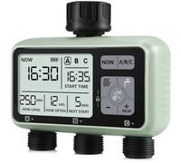CROSOFMI 3 Vie Timer Irrigazione Automatica Digitale Centralina Irrigazione Temporizzatore Programmatore Irrigazione Giardino /IPX5 Impermeabile/Ritardo Pioggia/Modalità di Irrigazione Manuale