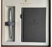 Cross ATX Penna a Sfera Puro Finitura Cromata Black Ink Con Notebook e Scatola