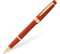 Cross Bailey Light - Penna roller (tratto F, colore inchiostro: nero, con confezione regalo), vernice ambra con raccordi dorati