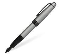 CROSS Bailey - Penna stilografica laccata grigia opaca, con attributi PVD, colore: nero lucido, punta extra fine