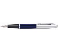 Cross Calais Cromo/Blu Laccato Penna Stilografica Con Acciaio Inox Pennino Medio