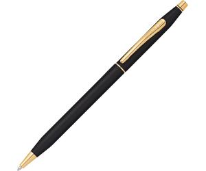 Cross Classico Secolo Nero Laccato Girevole a Sfera Penna Con Oro Decorazioni