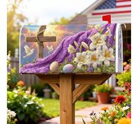 Cross - Coperture magnetiche per cassette postali, motivo: gigli pasquali, colombe e gigli pasquali, decorazione per prato, 45,7 x 53,3 cm