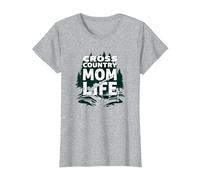 Cross Country Mom Life Proud Parent Runner Trail Forest Maglietta, Donna, Grigio Melange, XS
