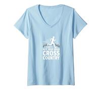 Cross Country Mom: Non Posso Mio Figlio ha Il Fondo Maglietta con Collo a V, Donna, Celeste, M