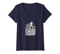 Cross Country Mom: Non Posso Mio Figlio ha Il Fondo Maglietta con Collo a V, Donna, Navy, M