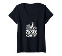 Cross Country Mom: Non Posso Mio Figlio ha Il Fondo Maglietta con Collo a V, Donna, Nero, M