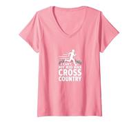 Cross Country Mom: Non Posso Mio Figlio ha Il Fondo Maglietta con Collo a V, Donna, Rosa, M
