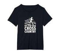 Cross Country Mom: Non Posso Mio Figlio ha Il Fondo Maglietta, Donna Plus-Size, Nero, 2X