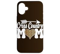 Cross Country Mom - Runner da corsa con cuore leopardato Custodia per iPhone 16 Plus