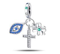Cross Guardian - Set di ciondoli a tre pezzi, accessorio per braccialetto in argento Sterling 925, compatibile con collana braccialetto Pandora, regalo per le donne