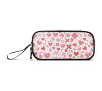 Cross Line Art Cuore San Valentino Nylon Zip Matita Astuccio Grande Capacità per Ragazze Adolescenti Cancelleria per Ragazze Preppy Scuola Ragazze
