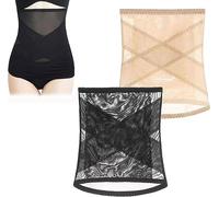 Cross Mesh Girdle for Waist Shaping,2023 New Cross Compression High Waisted Shaper Comfort Breathable Waist Trainer (3XL, Black+Skin Color)
