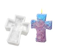 Cross Molds for Resin - 3D Rose Jesus Silicone Mould | Durable Flexible Non-Stick Mold for Gypsum Wax Clay Plaster Candle Soap Making, Aromatherapy Epoxy Resin Craft DIY Art Home Decoration Supplies
