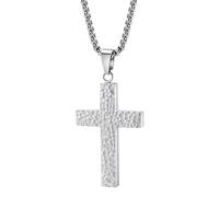 Cross Necklace for Men, 3d Printed Pendant Necklace with Secret Compartment, Titanium Steel Religious Jewelry Charm for Men and Women, Casual Wear for Various Occasions, 4.9x2.8cm