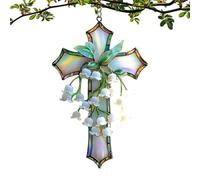 Cross Ornament - Decorative Christian Symbol for Home Religious Displays | Resin Metal Material with Hanging Loop, Elegant Religious Decor for Walls, Christmas Trees, Churches 3.94x3.94x0.39 in