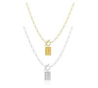 Cross Pendant Paperclip Chain Necklace, 14K Gold & Silver Plated, Unisex, Waterproof and Sweat-Resistant, Fade-Proof,Fashion Religious Simple Jewelry Gift (Gold + Silver,One size)