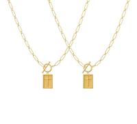 Cross Pendant Paperclip Chain Necklace, 14K Gold & Silver Plated, Waterproof and Sweat-Resistant, Fade-Proof, Paperclip Cross Charm,Fashion Simple Jewelry Gift for Girlfriend (2pcs-gold)