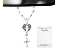 Cross per specchietto retrovisore auto, ali d'angelo, ciondolo religioso per la preghiera serale mattutina, viaggio in autostrada, guida quotidiana