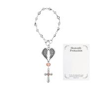 Cross per specchio auto | ali d'angelo croce ornamento,Ciondolo religioso per la preghiera serale mattutina viaggio autostradale guida quotidiana