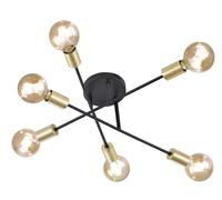 CROSS PLAFONIERA 3 BRACCIA ORIENTABILI 6 LUCI NERO OPACO E ORO D. 57CM ATTACCO E27